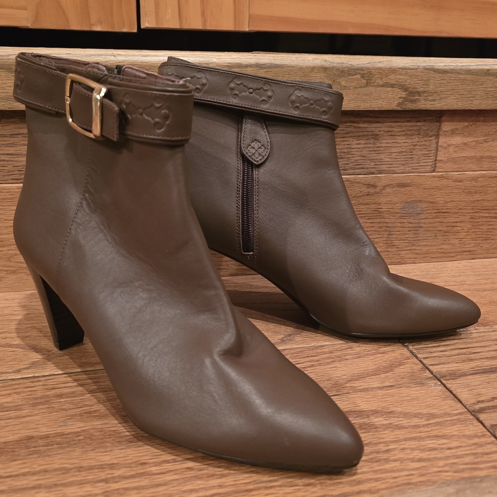 Brown Ankle Boots with Buckle Detail